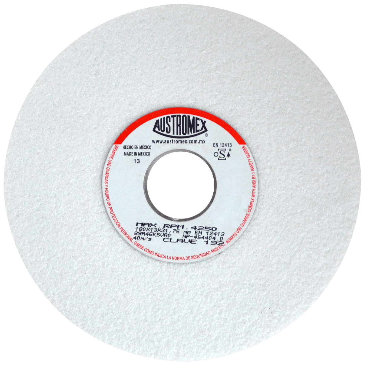 Rueda Abrasiva para rectificar superficies planas y cilíndricas de 180 x 13 x 31.75 mm Austromex