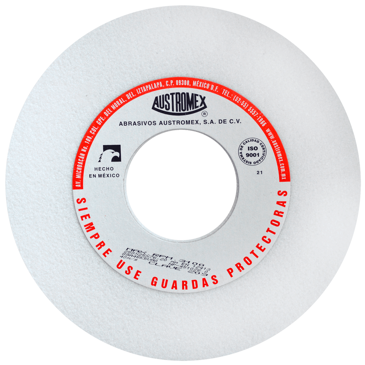 Rueda Abrasiva para rectificar superficies planas y cilíndricas de 250 x 25 x 76.20 mm Austromex