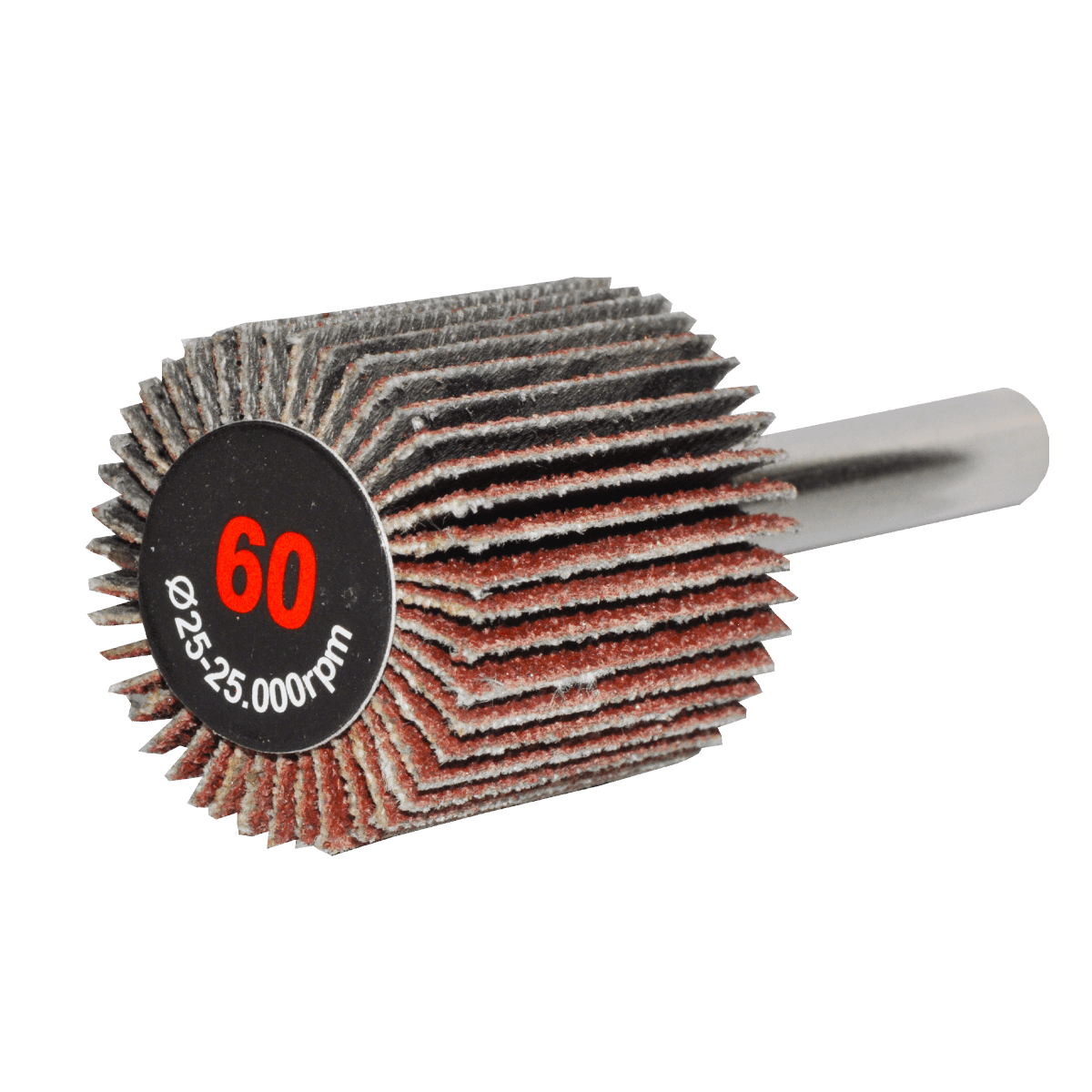 Rueda flap con vástago de óxido de aluminio, grano 60, de 25 x25 x6.4 mm Austromex