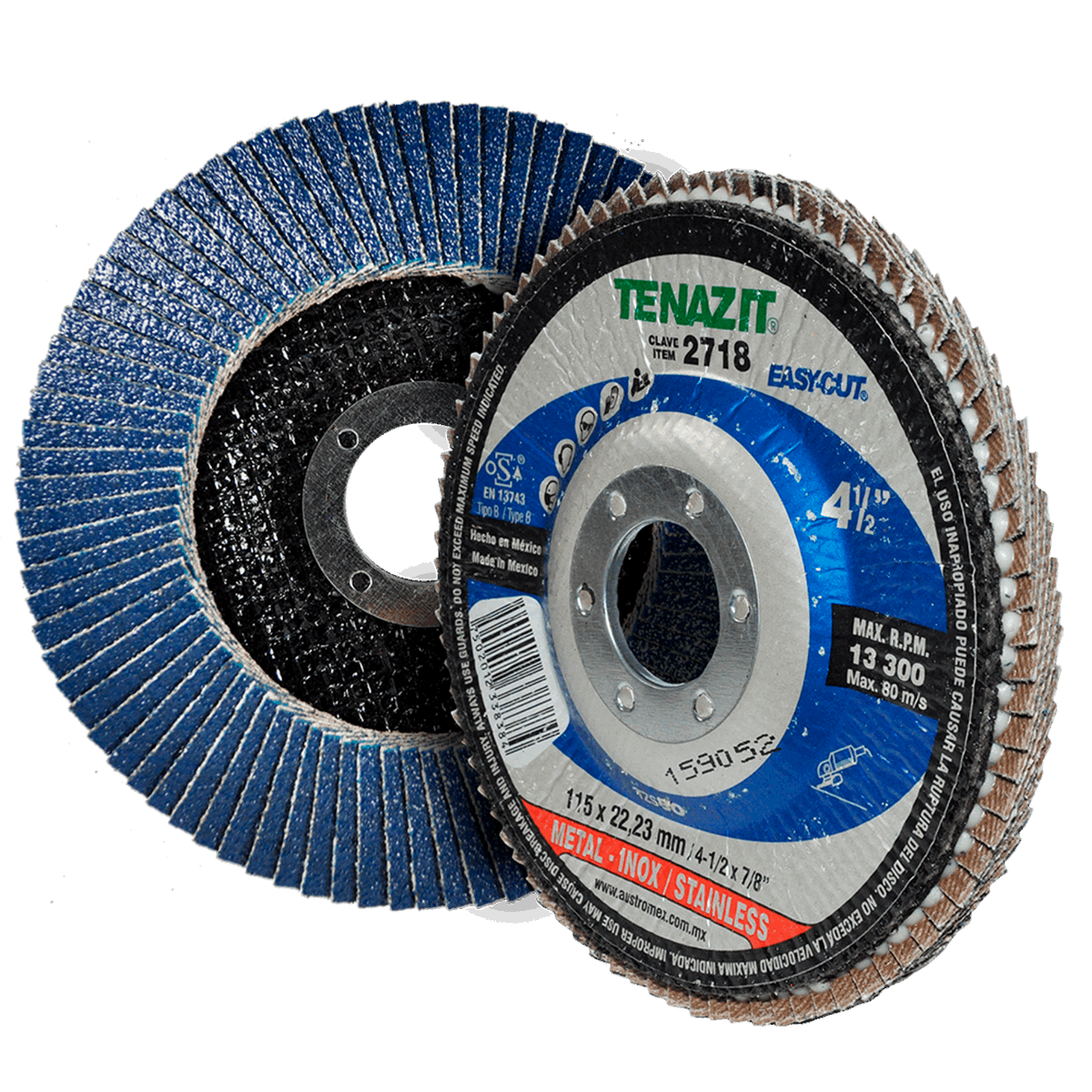 Disco laminado, especificación TZS - 80, grano zirconio, de 115 x 22.23 mm Austromex