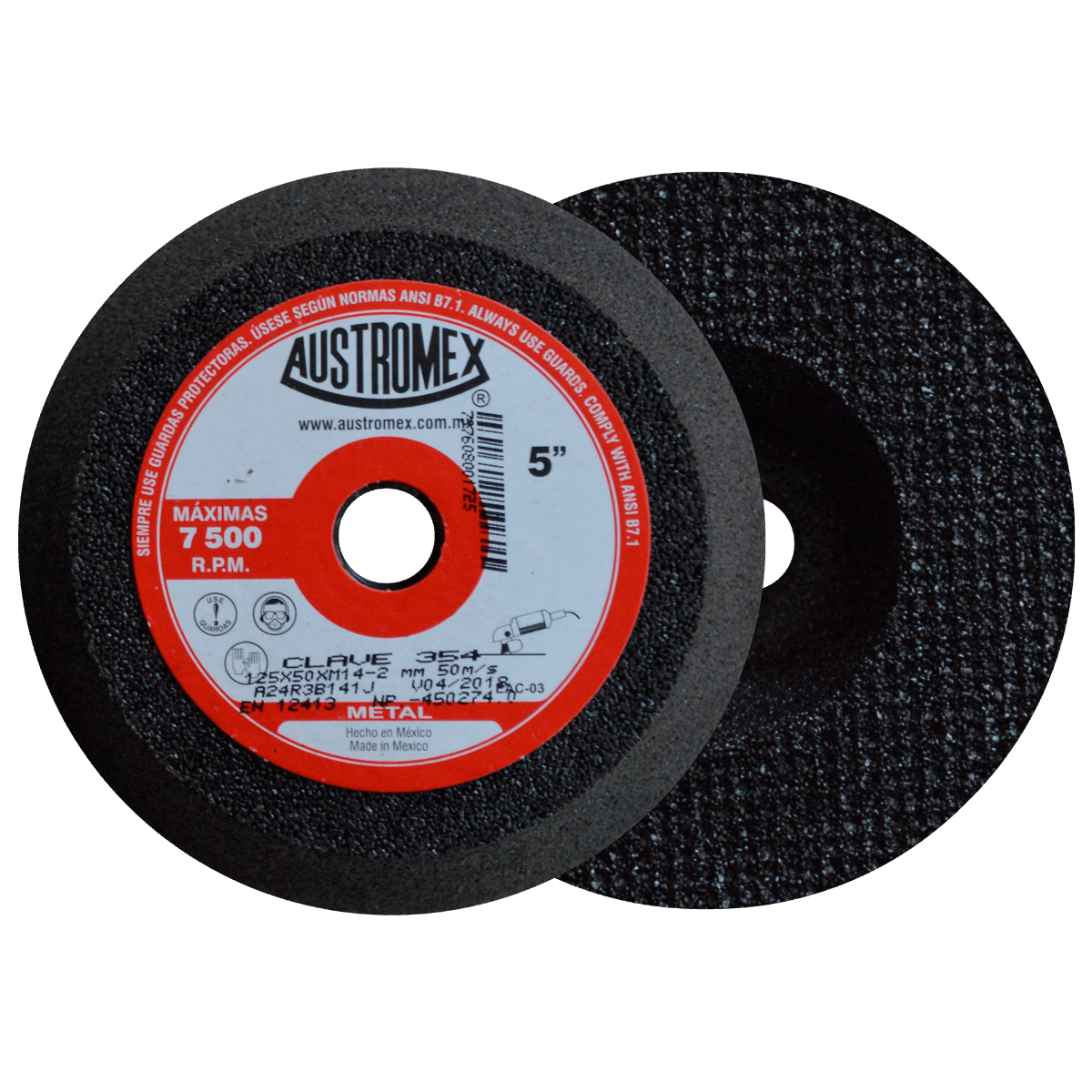 Copa abrasiva para desbaste de cordones de soldadura, filos y rebabas grandes de aceros al carbón, hierro, fundición, etc de 125 x 50 x M14-2 mm Austromex