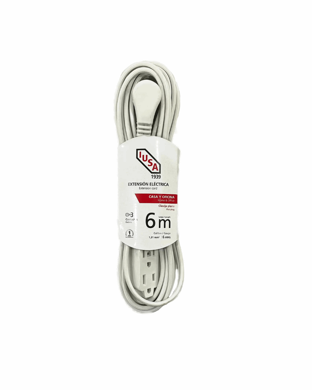 Extensión doméstica (6mt), clavija plana IUSA