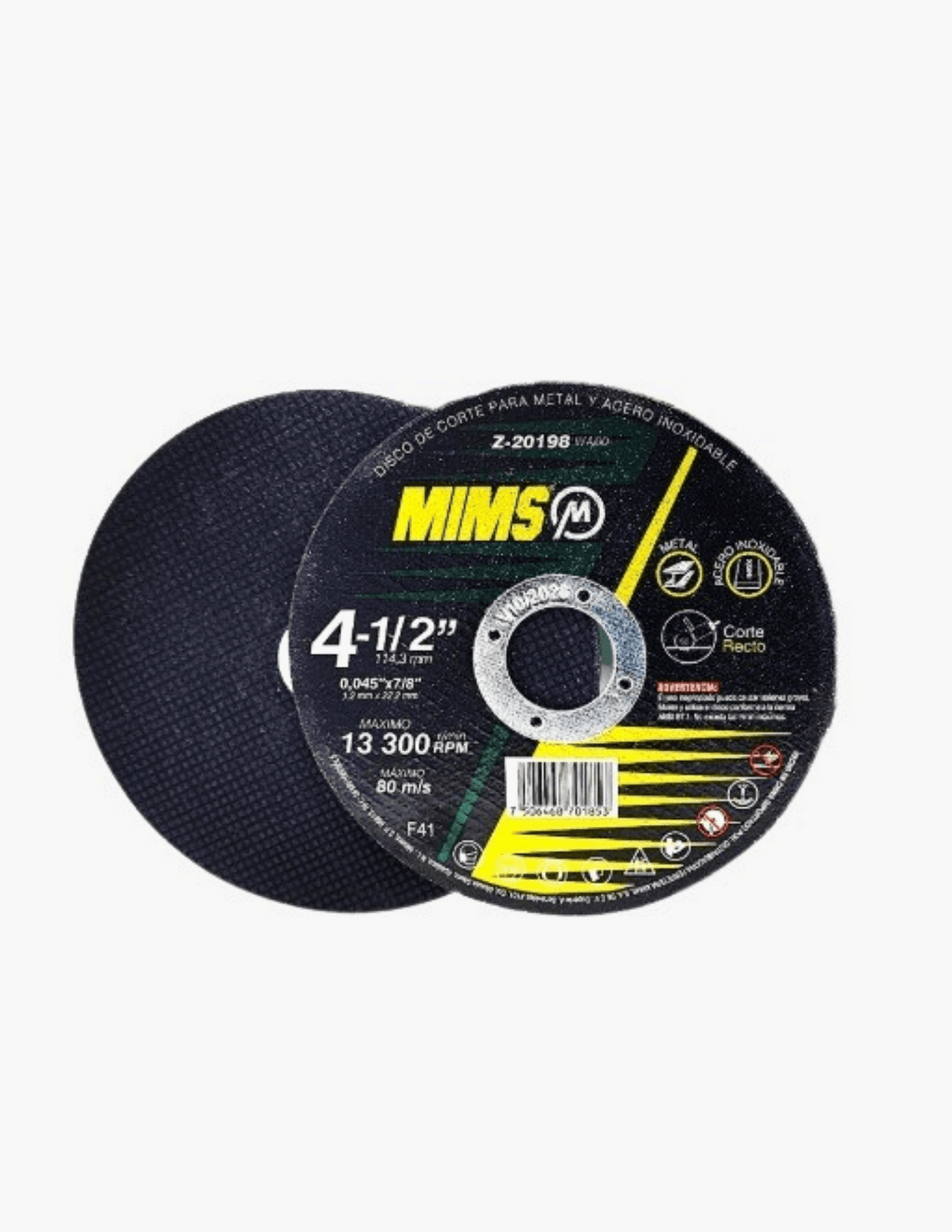 DISCO D/CORTE P/INOX. Y METAL 4-1/2" x 0.045"(1.4) x 7/8" F41 MIMS PZ Weston