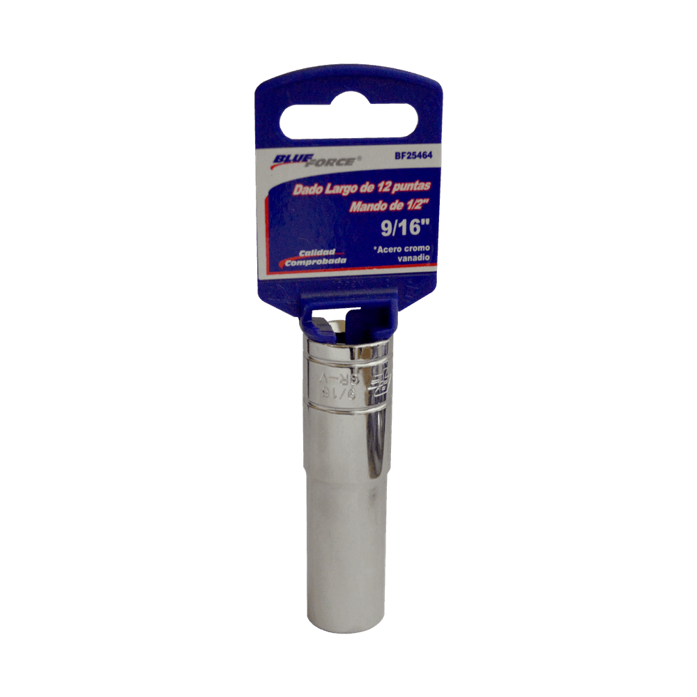 Dado largo de 12 puntas mando de 1/2 x 9/16 PLG Blue Force